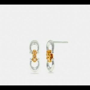 Coach Linked Signature Stud Earrings Silver/Gold